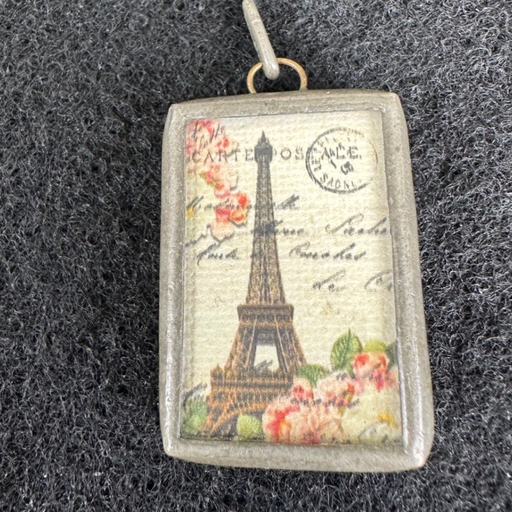 Jewel Kade Reversible Eiffel Tower Initial J Pendant Pewter Tone Charm